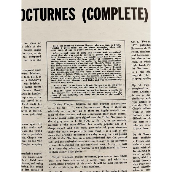 1957 Vinyl of Chopin: Nocturnes (COMPLETE) - VOL. II Performed By Guiomar Novaes - Picture 5 of 8